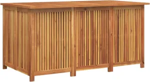 Benjara Outdoor Storage Box, Waterproof PE Bag, 59 Inch Brown Acacia Wood