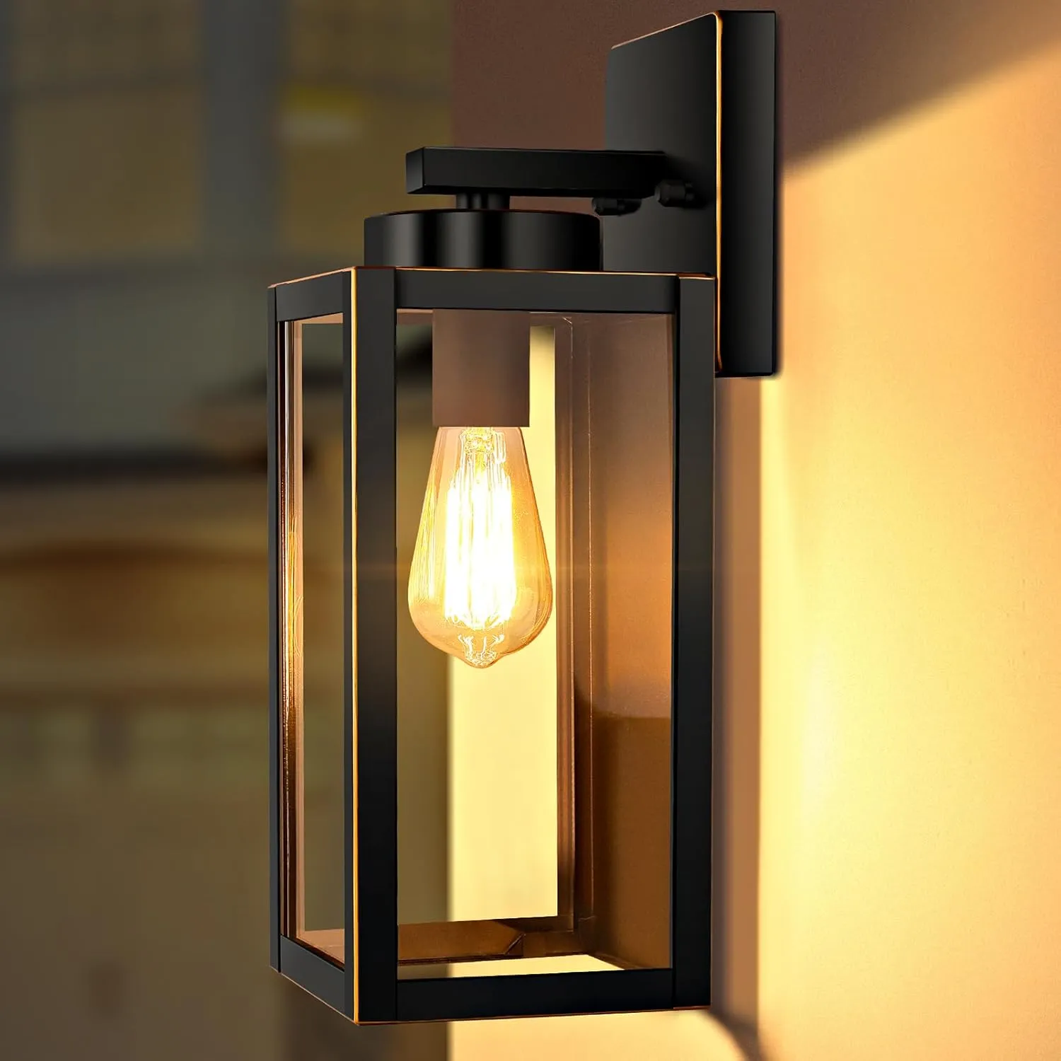 BesLowe Outdoor Wall Light Fixtures, Exterior Waterproof Wall Lanterns, Bronze Porch Sconces Wall Mounted Lighting with E26 Sockets & Glass Shades, Modern Wall Lamps for Patio Front Door Entryway