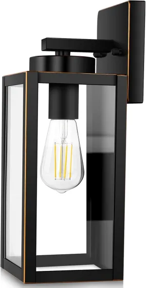 BesLowe Outdoor Wall Light Fixtures, Exterior Waterproof Wall Lanterns, Bronze Porch Sconces Wall Mounted Lighting with E26 Sockets & Glass Shades, Modern Wall Lamps for Patio Front Door Entryway