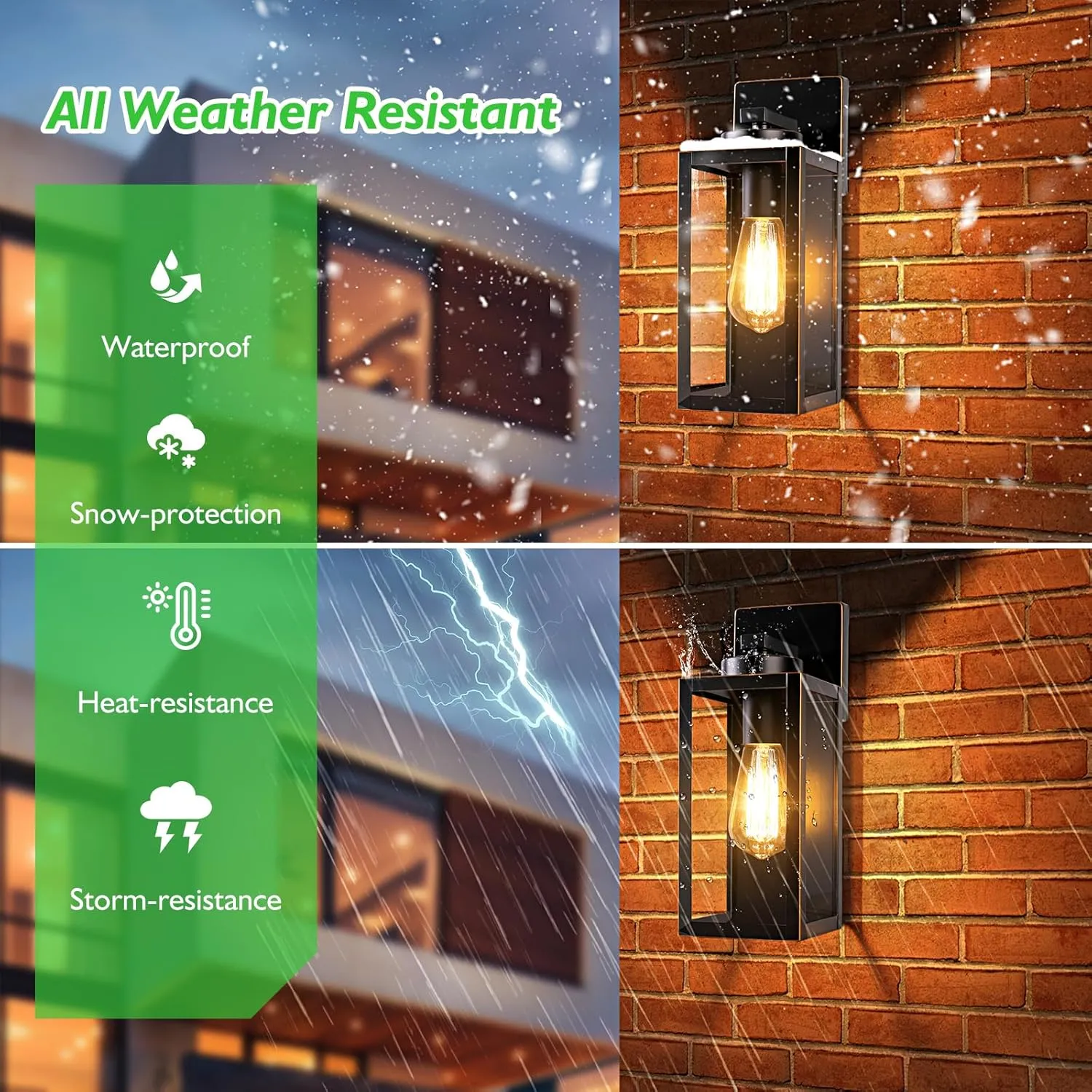 BesLowe Outdoor Wall Light Fixtures, Exterior Waterproof Wall Lanterns, Bronze Porch Sconces Wall Mounted Lighting with E26 Sockets & Glass Shades, Modern Wall Lamps for Patio Front Door Entryway