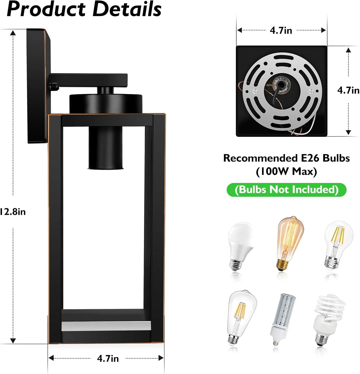 BesLowe Outdoor Wall Light Fixtures, Exterior Waterproof Wall Lanterns, Bronze Porch Sconces Wall Mounted Lighting with E26 Sockets & Glass Shades, Modern Wall Lamps for Patio Front Door Entryway
