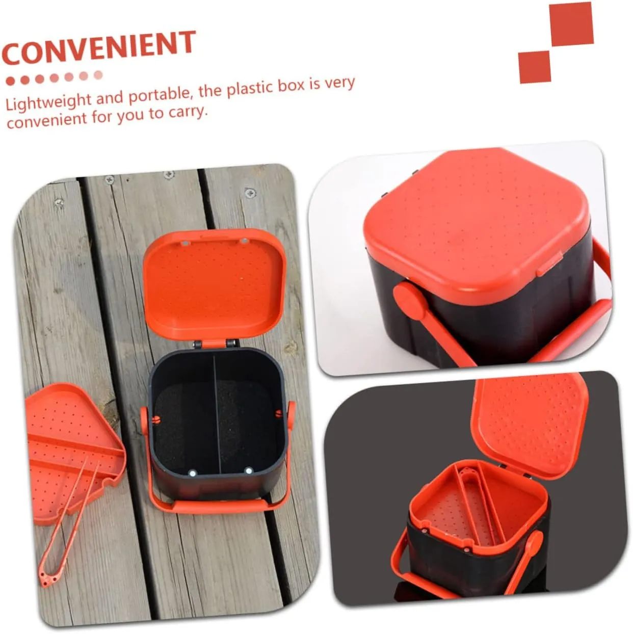 BESPORTBLE 2pcs Portable Bait Box Breathable Storage Container for Fishing Supplies Leak Design Ventilated Lid for Outdoor Fishing Enthusiasts