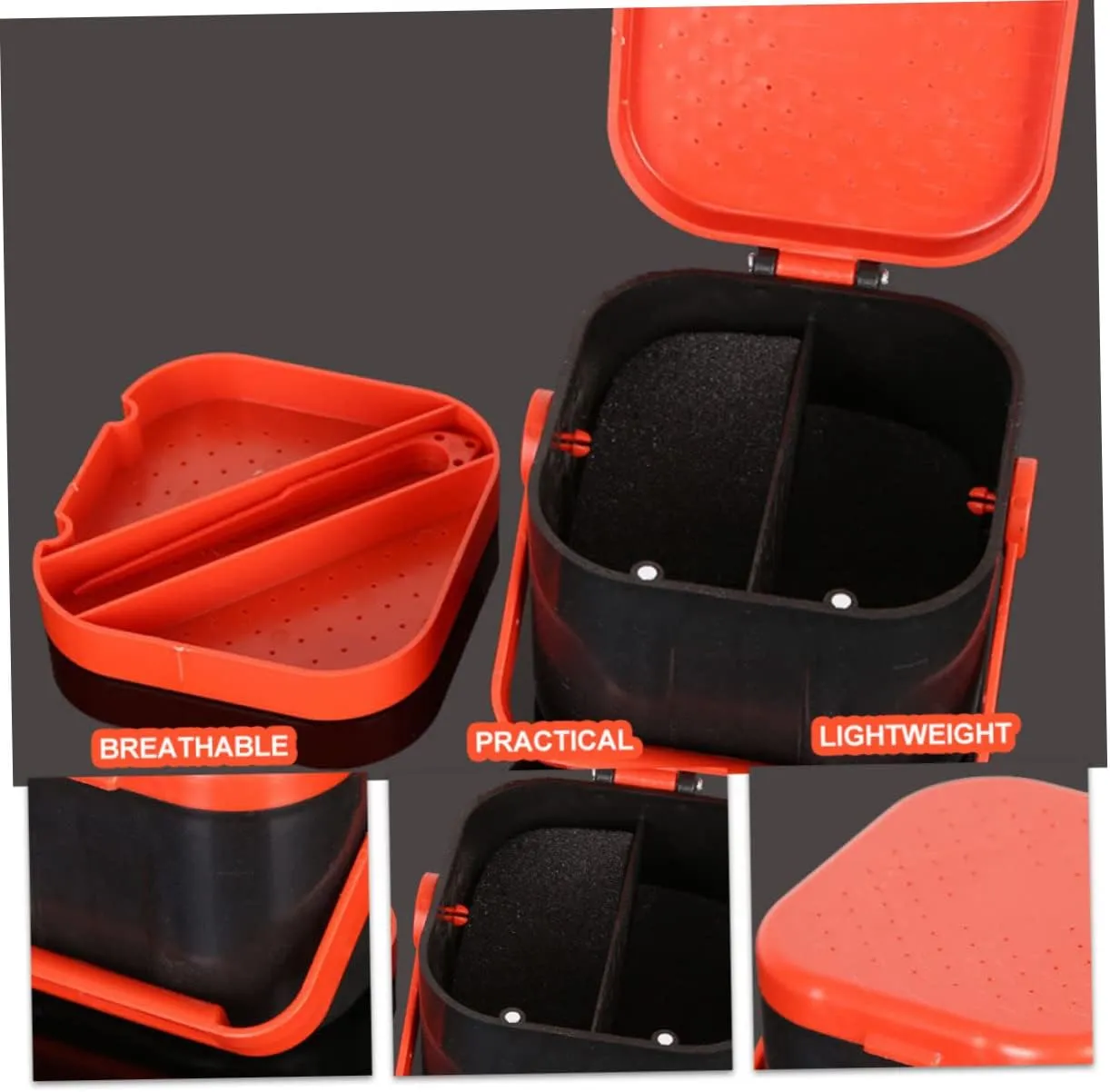 BESPORTBLE 2pcs Portable Bait Box Breathable Storage Container for Fishing Supplies Leak Design Ventilated Lid for Outdoor Fishing Enthusiasts