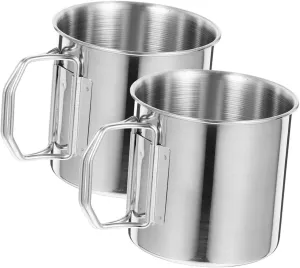 BESPORTBLE Collapsible Cup Alternative Stainless Steel Mug Cup Folding Handle Camping Coffee Mugs Outdoor Camping Supplies