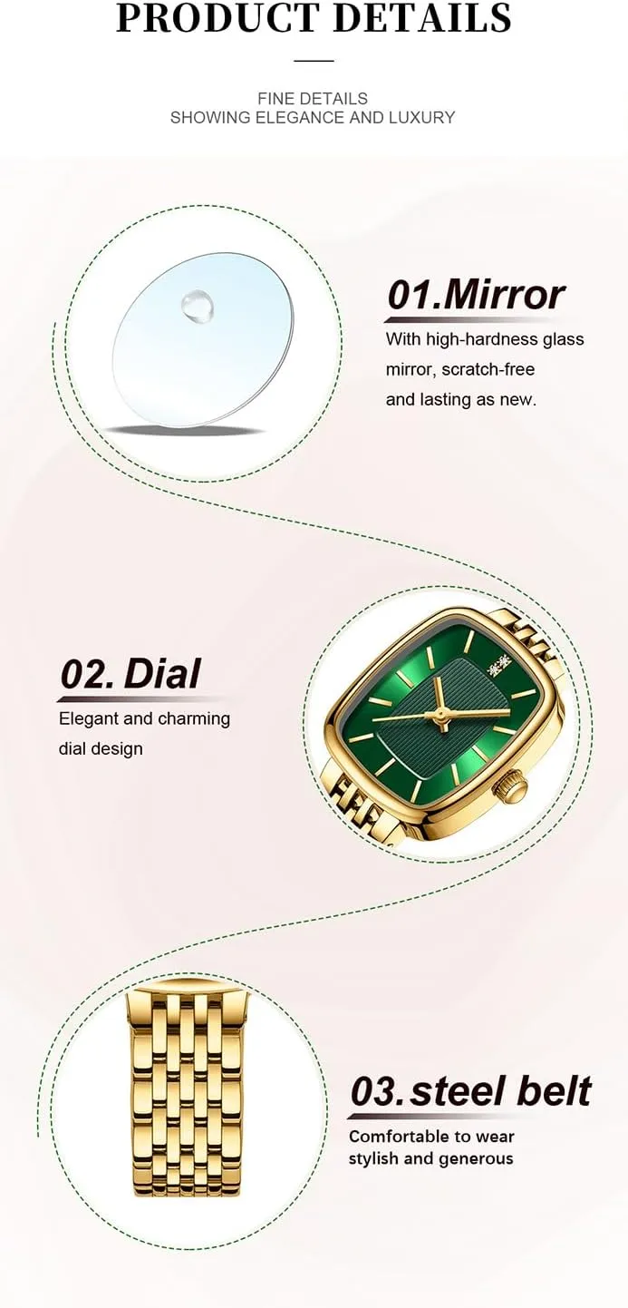 BESTKANG Luxury Women's Watch with Crystal Accents Dial Stainless Steel Band, 30M Waterproof Elegant Designer Watch for Women (GoddessMatch Series)