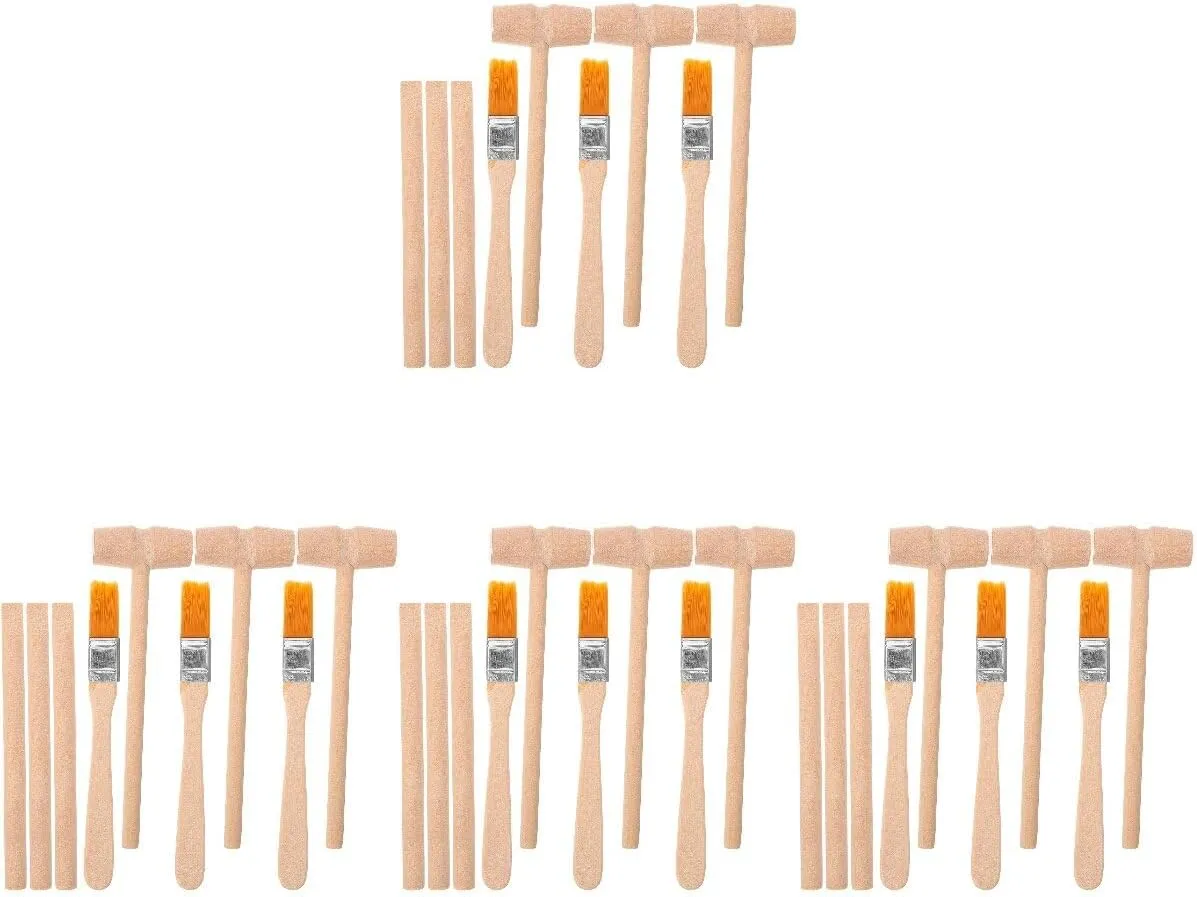 BESTonZON 12 Sets Kids Wood Digging Tools-Kids Excavation Tool Kit-Small Brush Chisel Hammer Learning Toys-Rock Geographic Kit-Gemstones Dinosaur Excavation Dig Kit