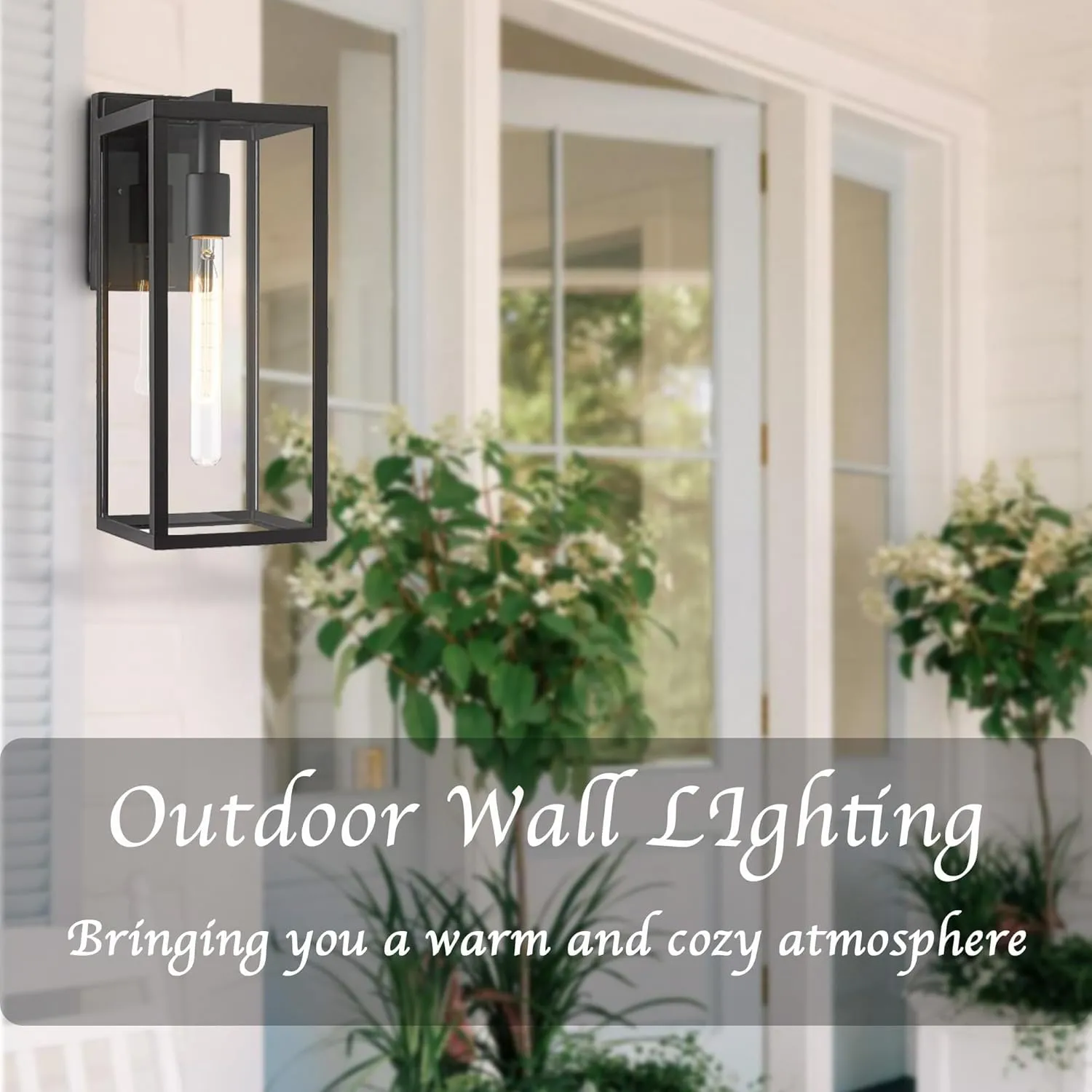 Bestshared Outdoor Wall Sconce Lights,Exterior Wall Lighting Fixtures with Clear Glass, Anti-Rust Modern Black Outside Lantern Lamp for House Front Porch Doorway Patio (Black, 15"-3 Pack)