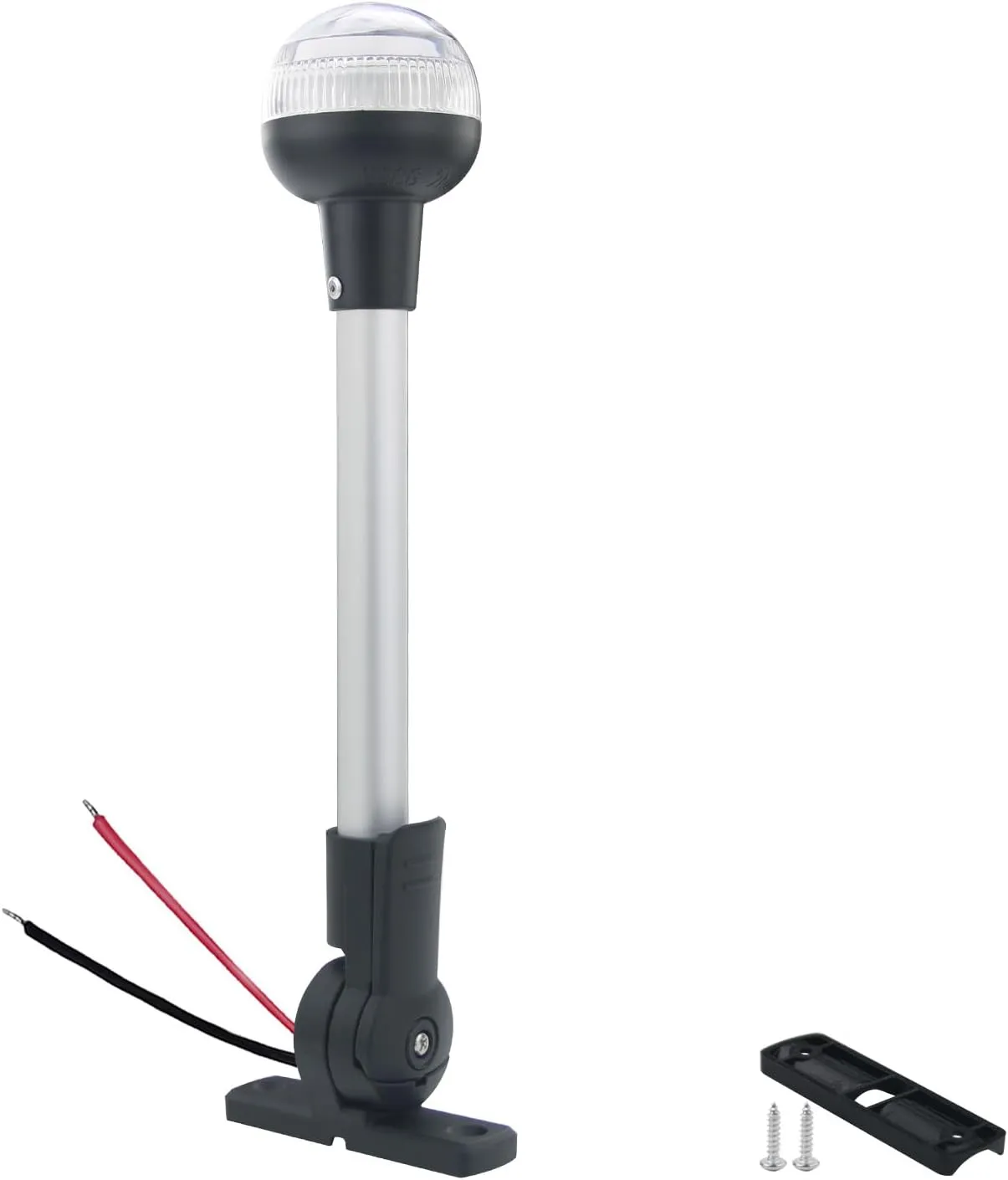 Bimini Top Light - All Round LED Anchor & Stern Lights, Folding Base USCG Certified 2NM, 12 Inches for Pontoon Boats (Horizontal Mount)