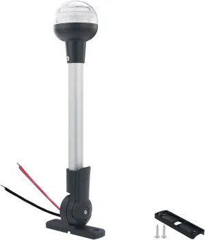 Bimini Top Light - All Round LED Anchor & Stern Lights, Folding Base USCG Certified 2NM, 12 Inches for Pontoon Boats (Horizontal Mount)
