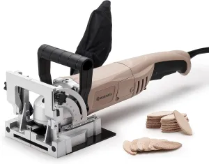 Biscuit Cutter Plate Joiner with 8.5Amp12000RPM Motor, Biscuit joiner Tool with Dust Bag & 100 Biscuits, Adjustable Angle & Depth, Ideal for Wood Joinery, Furniture Making