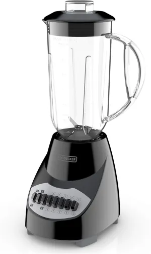 BLACK DECKER 10-Speed Countertop Blender, BL2010BP, 6-Cup Plastic Jar, Dishwasher-Safe, Stainless Steel, Suction Feet