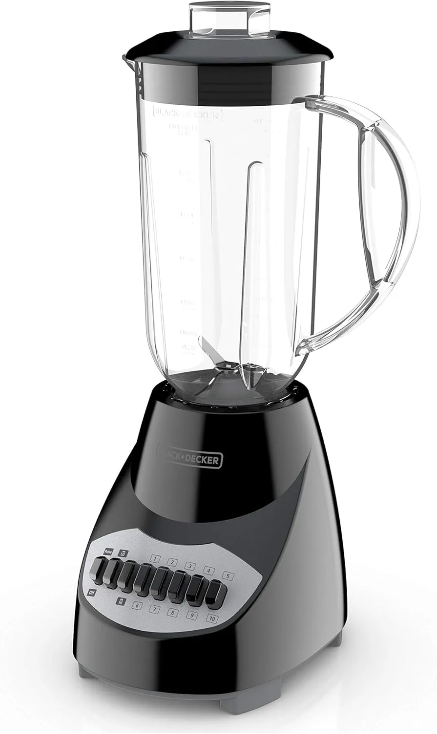 BLACK DECKER 10-Speed Countertop Blender, BL2010BP, 6-Cup Plastic Jar, Dishwasher-Safe, Stainless Steel, Suction Feet
