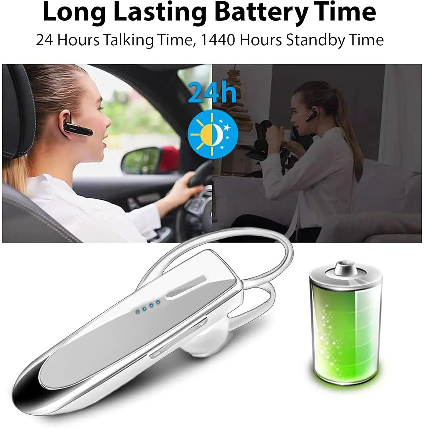 Bluetooth 5.3 Headset Compatible with Micromax Unite 3 Wireless Earpiece, IPX5 Waterproof, Dual Microphones, Noise Reduction, 60 Days Standby   22Hrs HD Talk Time!