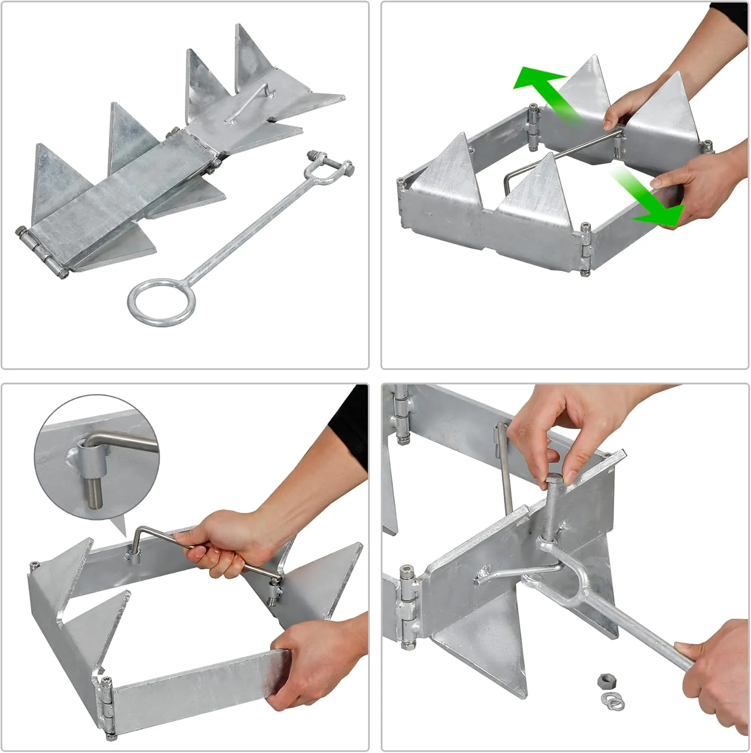 Boat Anchor 13LBS/19LBS/25LBS with Anchor Rope, Hot-Dipped Galvanized Folding Anchor, Boat Slide Cube Anchor (Box Style) Suitable for Boats