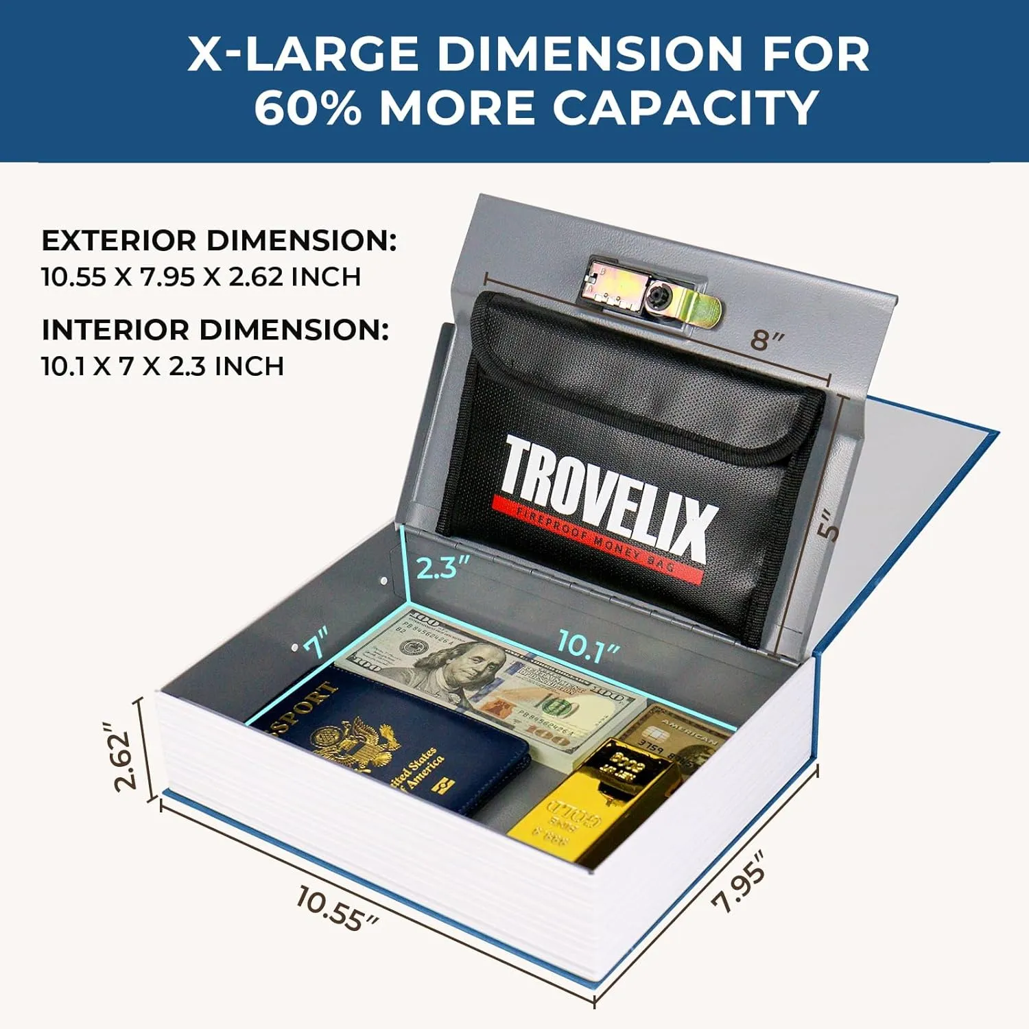 Book Safe with Combination Lock, Hidden Safe (10.55 x 7.95 x 2.62 Inch) with Fireproof Bag, Secret Diversion Safe, Hollow Book Box Hidden Storage, Money Safe Box for Cash (X-Large COOK)