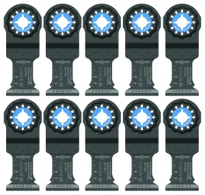BOSCH OSL114C-10 10-Pack 1-1/4 in. Starlock Oscillating Multi Tool Metal & More Carbide Extreme Plunge Cut Blades for Cutting Iron Bar, Metal, Wood with Nails, Drywall and Tile