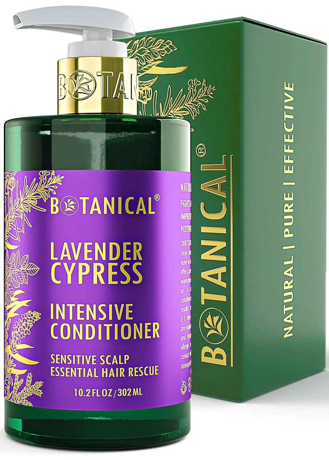 Botanical Hair Growth Lavender Conditioner Scalp Stimulating Anti-Hair Loss Therapy Intensive Repair For Weak Thinning Hair Postpartum Alopecia DHT Bocking 10.2 Fl Oz