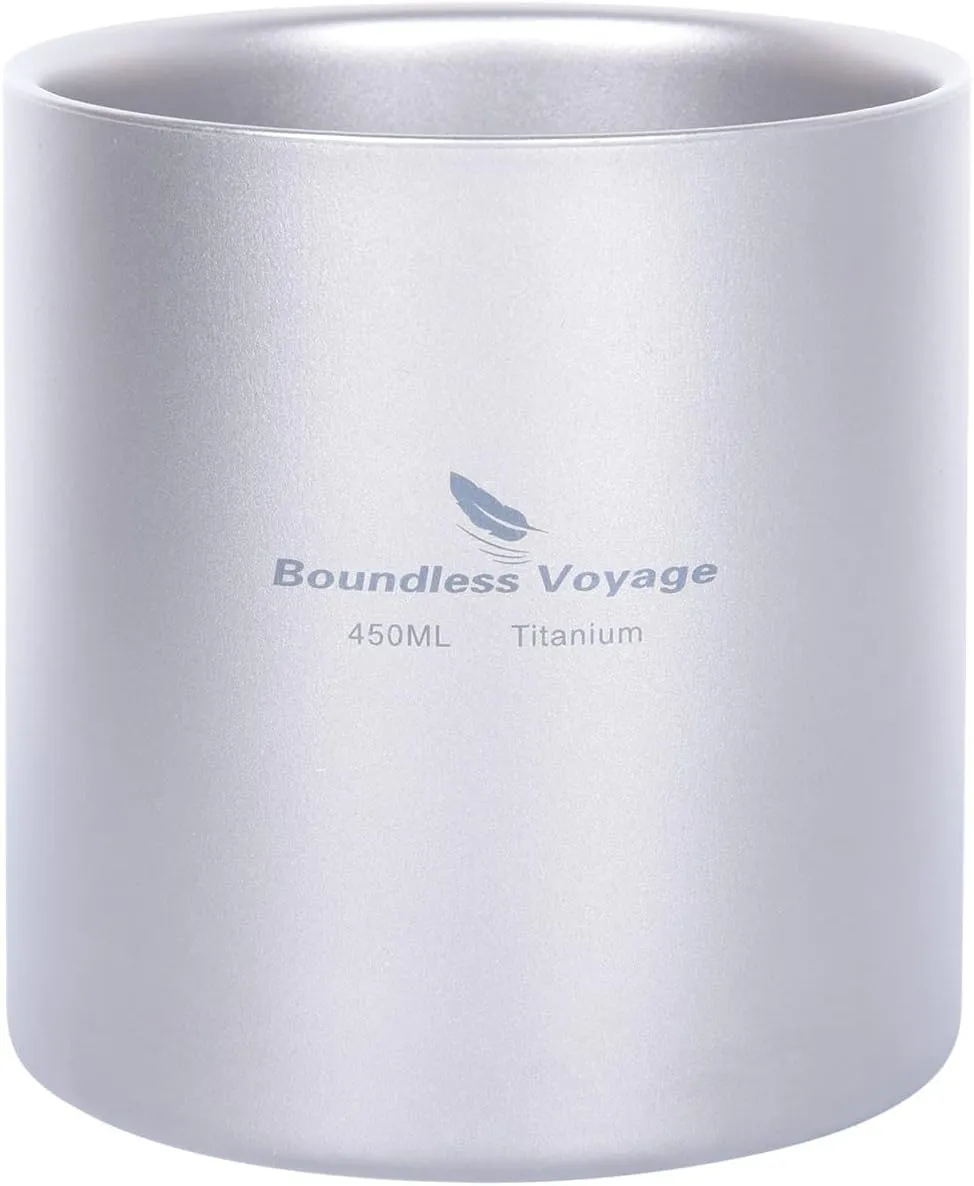 Boundless Voyage 4 in 1 Titanium Cup Double Walled Mug Lightweight Anti-scalding Drinkwear for Water Tea Wine Beer Fruit Juice(120ml 180ml 300ml)