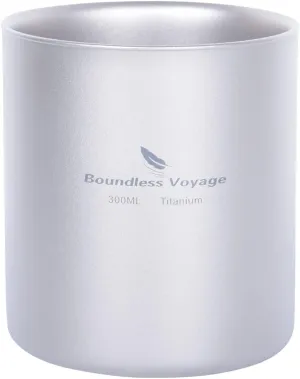 Boundless Voyage 4 in 1 Titanium Cup Double Walled Mug Lightweight Anti-scalding Drinkwear for Water Tea Wine Beer Fruit Juice(120ml 180ml 300ml)
