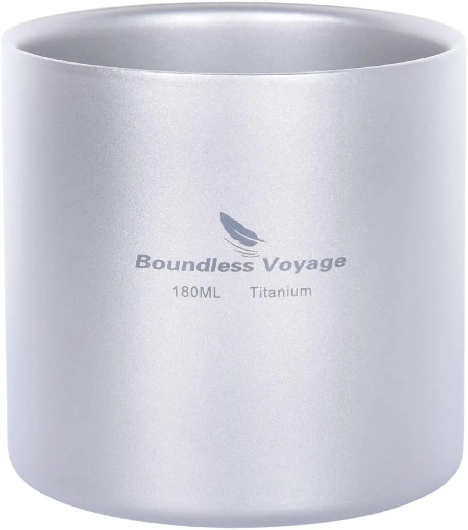 Boundless Voyage 4 in 1 Titanium Cup Double Walled Mug Lightweight Anti-scalding Drinkwear for Water Tea Wine Beer Fruit Juice(120ml 180ml 300ml)