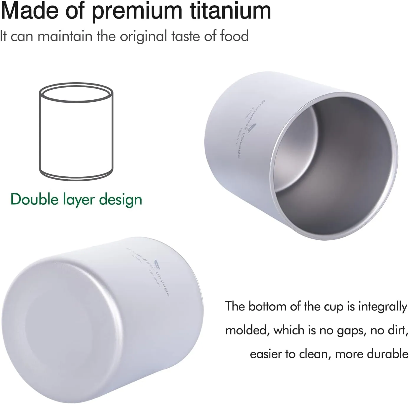Boundless Voyage 4 in 1 Titanium Cup Double Walled Mug Lightweight Anti-scalding Drinkwear for Water Tea Wine Beer Fruit Juice(120ml 180ml 300ml)