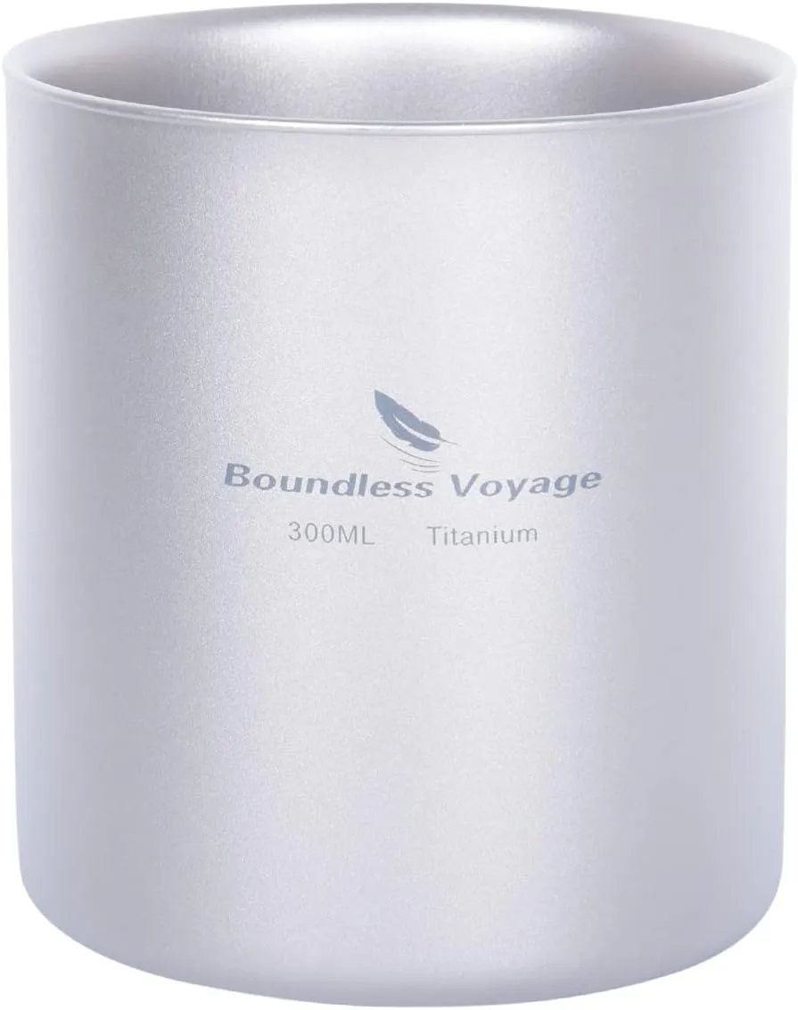 Boundless Voyage 4 in 1 Titanium Cup Double Walled Mug Lightweight Anti-scalding Drinkwear for Water Tea Wine Beer Fruit Juice(120ml 180ml 300ml)
