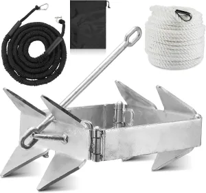 Box Anchor Kit - Folding 19lb Boat Slide Cube Anchor with 100ft Nylon Rope Set for Various Sizes Small, Pontoon, Sail, Deck, Fishing Boat