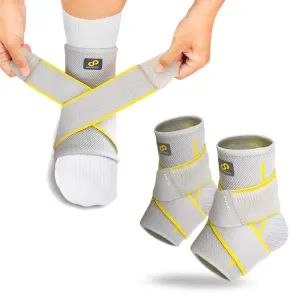 Bracoo 2 Pack Ankle Brace Compression Sleeve for Women & Men, Adjustable Ankle Support Strap for Sprained, Plantar Fasciitis, Pain Relief, Injury Recovery, Running, Workout, GYM, FS60