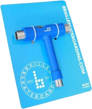 Braille All-in-One Skate Tools Multi-Function Portable Skateboard T Tool Accessory with T-Type Allen Key and L-Type Phillips Head Wrench Screwdriver
