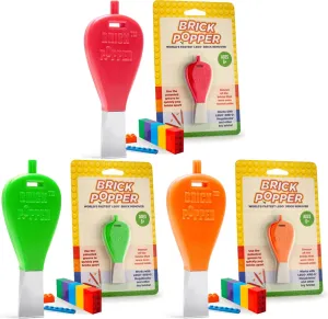 Brick Toy Separator Tools, Set of 3 Assorted Colors | Brick Remover for Kids & Adults | for Ages   | Essential Brick Tool (Red, Lime Green, Orange)