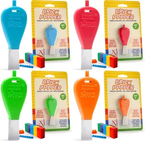 Brick Toy Separator Tools, Set of 4 Assorted Colors | Brick Remover for Kids & Adults | for Ages   | Essential Brick Tool (Light Blue, Red, Lime Green, Orange)
