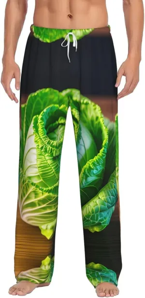 Bright Cabbage Lightweight Sleep Pants for Men-Men's pajama pants comfort lounge sleep with pocket pull rope