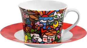 BRITTO Romero Bone China Espresso Cup & Saucer Plate, 3.3. oz. Nature in Harmony