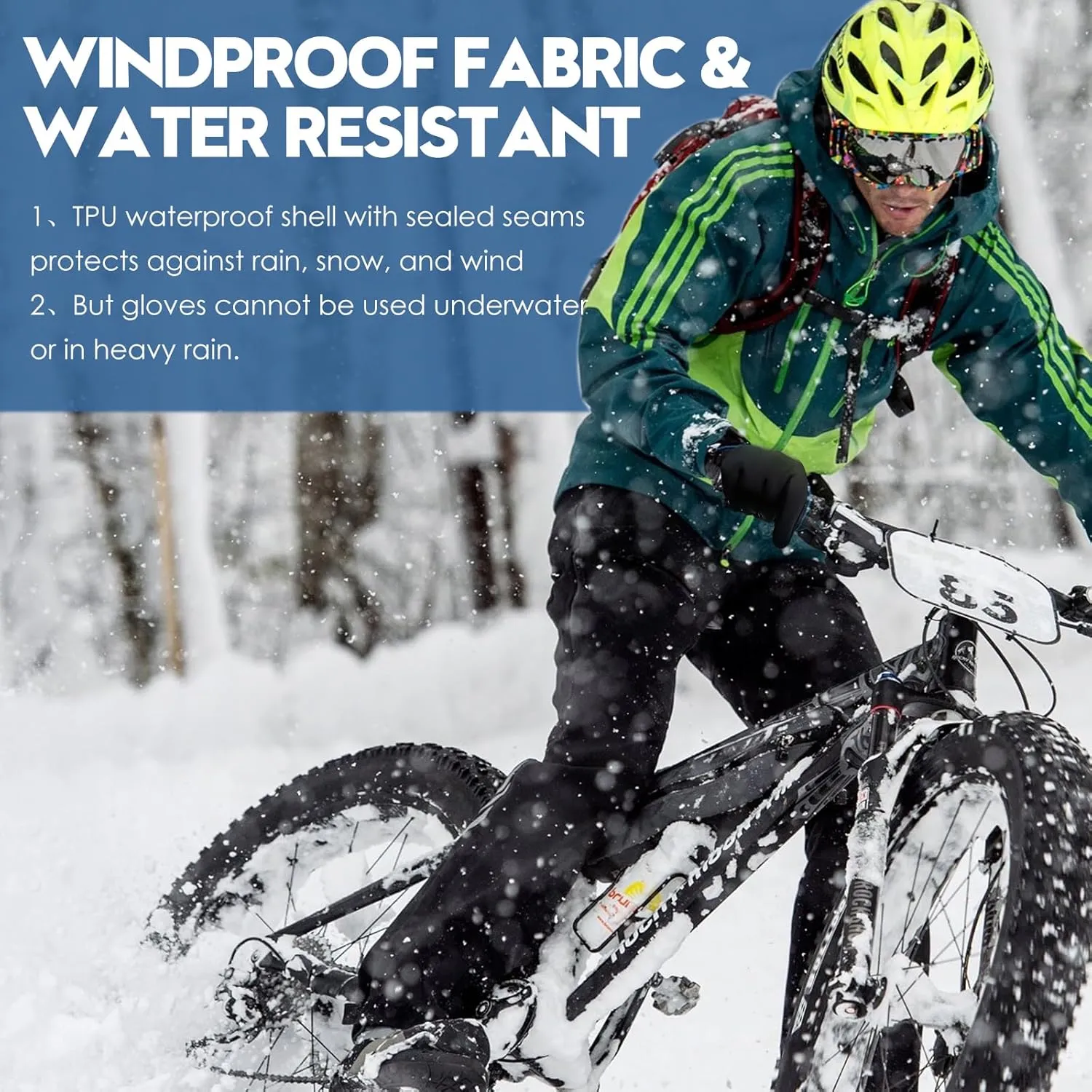 Bruvoalon W429 Winter Gloves for Women & Men - 3M Thermal Insulation & Lycra Fabric Surface & Windproof Coating, Touchscreen, Anti-Slip for Skiing, Running, Cycling, Hiking, Sports, Cold Weather