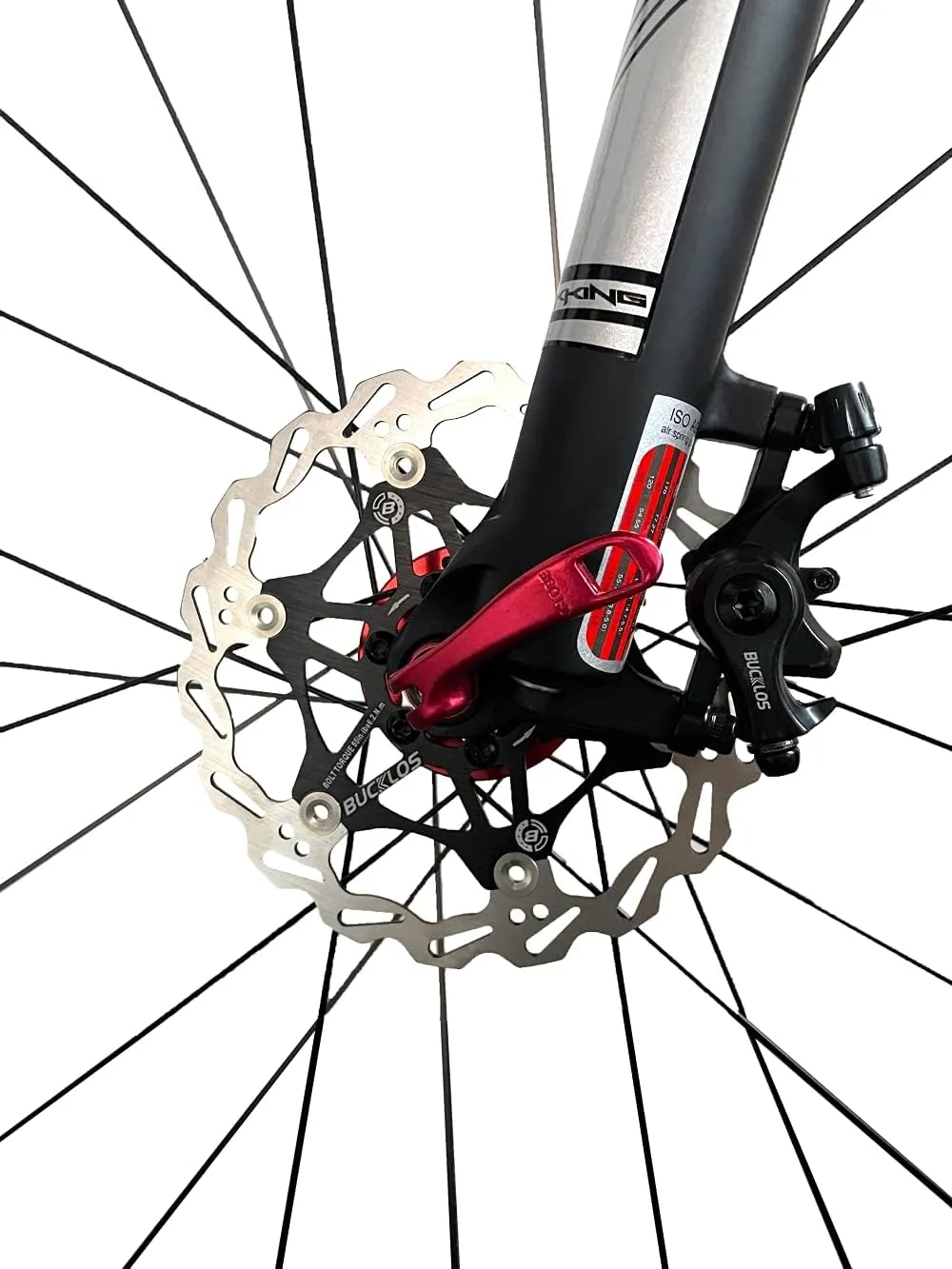 BUCKLOS Mountain Bike Disc Brake kit, MTB Mechanical Line Pulling Disc Brakes Caliper with Aluminum Alloy Levers /160mm Rotor,/is/PM Universal Adapter for Ebike/Folding Bike/Scooter/Fat Bike