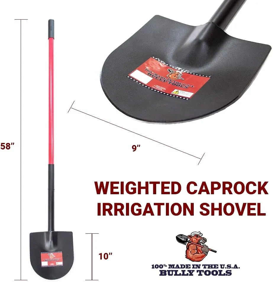 Bully Tools 92702 12-Gauge Weighted Caprock/Pony Shovel with Fiberglass Long Handle