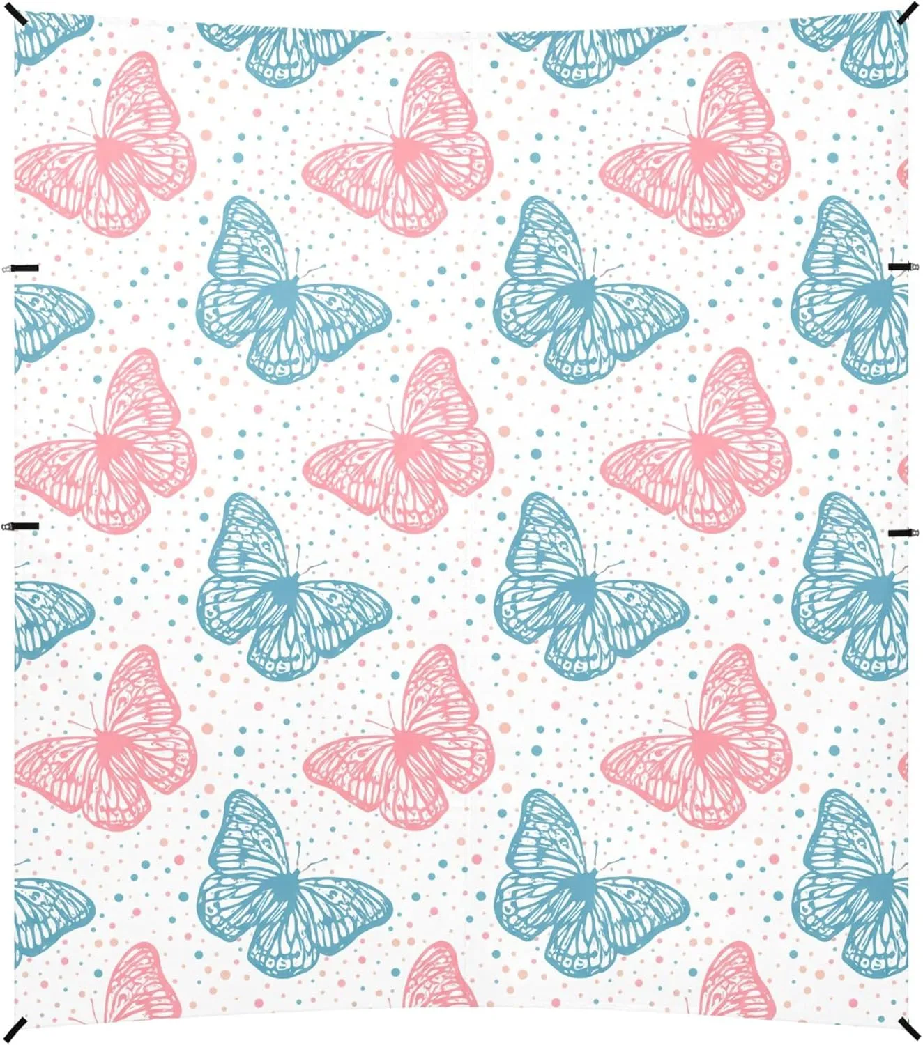 Burbuja Butterflies in Soft Colors Beach Canopy Windproof Beach Tent Sun Shade with 4 Sandbags & Sand Shovel, Portable Sun Shelter for Family Camping Picnic