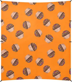 Burbuja Chocolate Cupcakes Beach Canopy Windproof Beach Tent Sun Shade with 4 Sandbags & Sand Shovel, Portable Sun Shelter for Family Camping Picnic