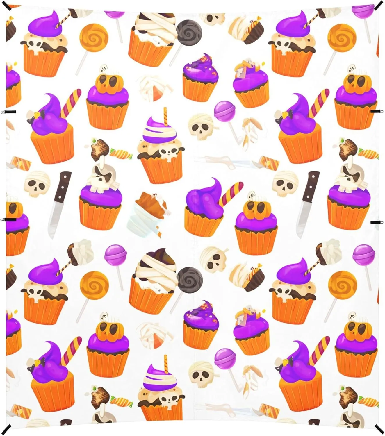 Burbuja Halloween Cupcakes Beach Canopy Windproof Beach Tent Sun Shade with 4 Sandbags & Sand Shovel, Portable Sun Shelter for Family Camping Picnic