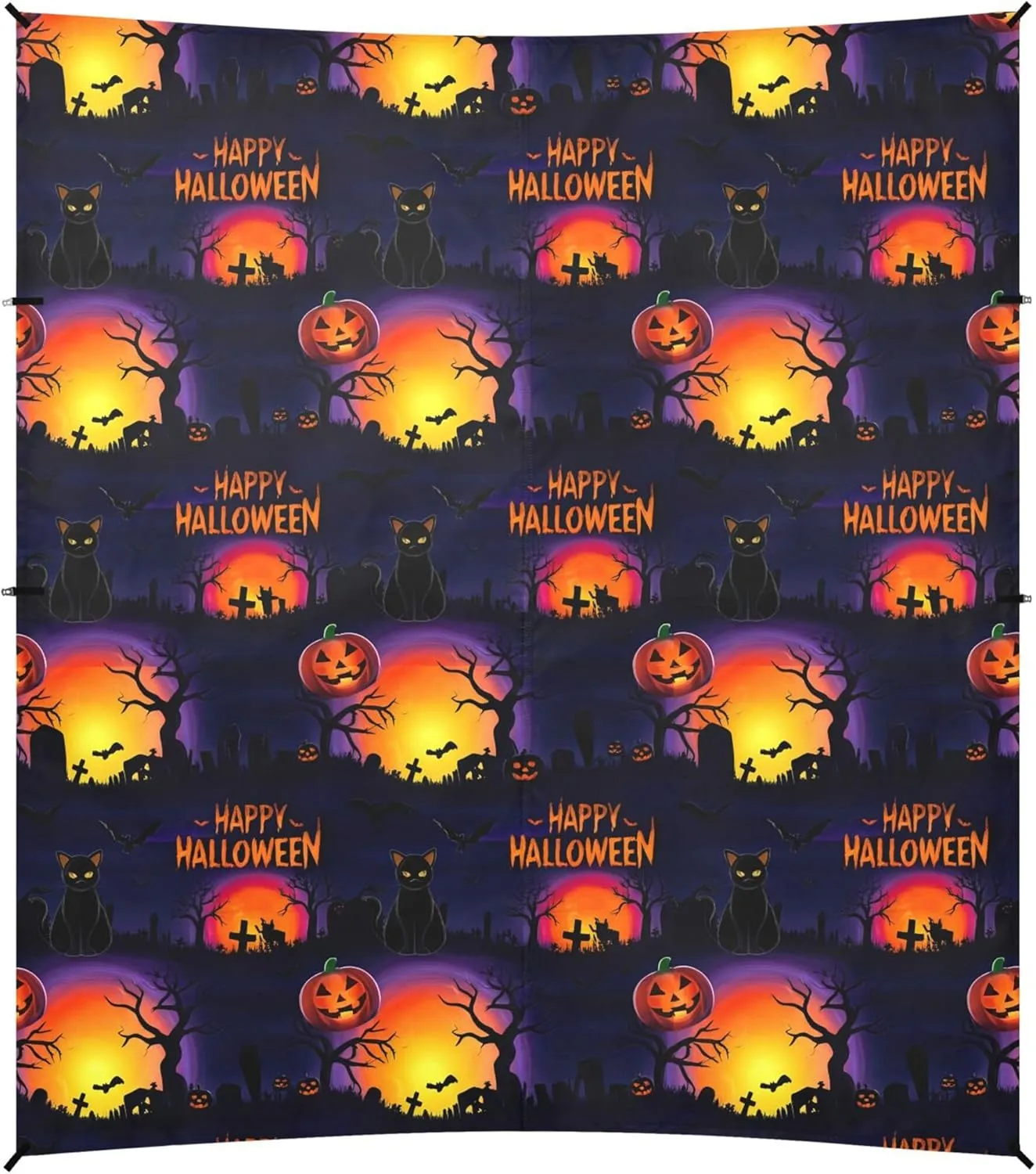 Burbuja Spooky Halloween Scene Beach Canopy Windproof Beach Tent Sun Shade with 4 Sandbags & Sand Shovel, Portable Sun Shelter for Family Camping Picnic