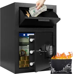 Business Safe Box with Drop Slot, Depository Drop Safes Digital Combination Money Safe Anti-Fishing Deposit Safes for Home Office Hotel Cash Slips Expense (2.6 CUB)