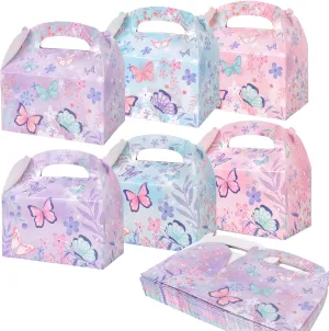 Butterfly Birthday Party Supplies Butterfly Party Favor Box, Gift Box, Treat Boxes, Candy Box for Butterfly Birthday Party Decorations, Mix 3 designs, 24Pack.