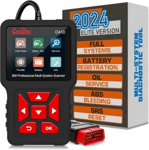 C410 OBD2 Scanner Fit for BMW Mini EPB ABS SRS DPF Oil Reset Multi System Scan Tool with Battery Registration OBDII Code Reader Diagnostic Scan Tool [New Version Update of Creator C110  C310 ]