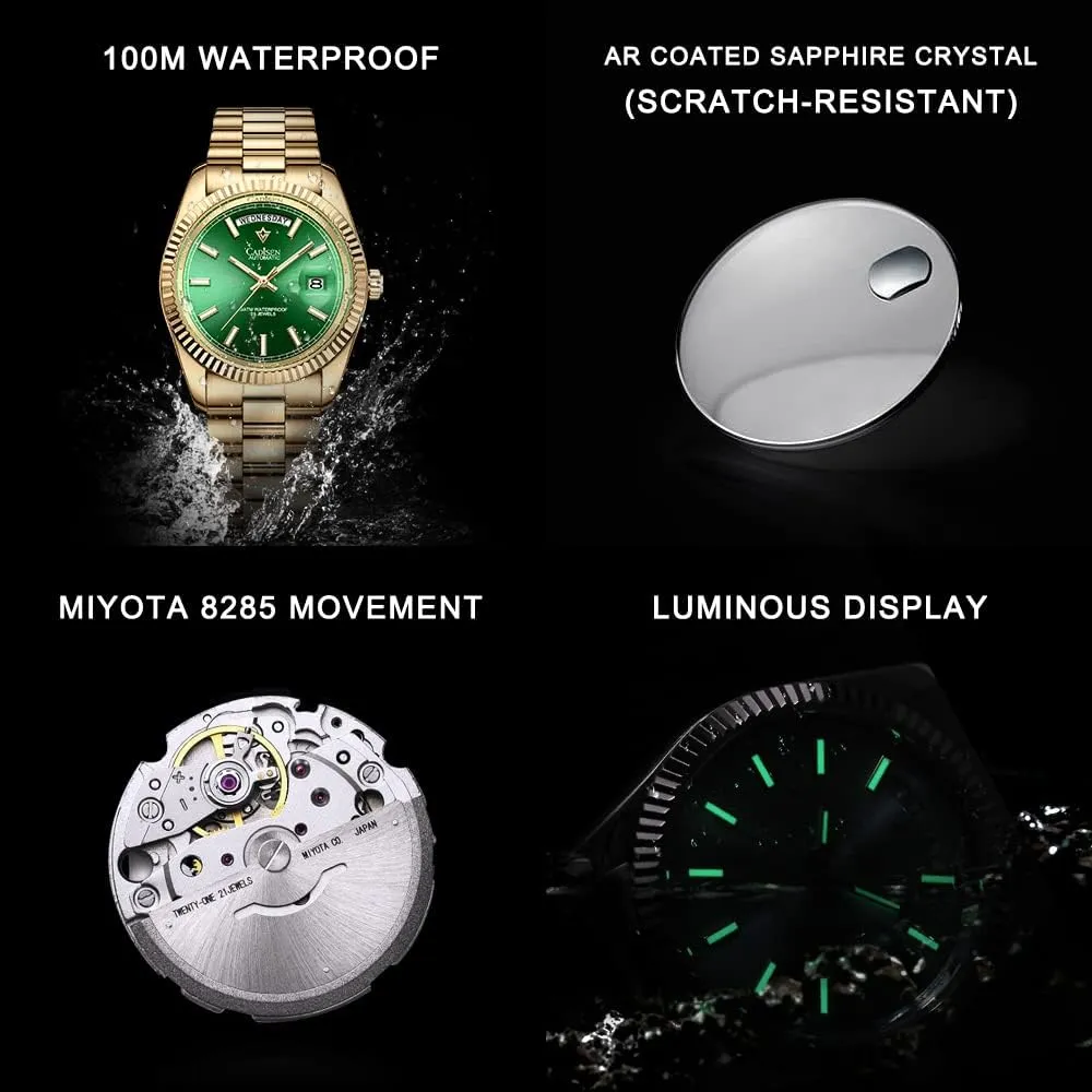 CADISEN Men Automatic Watch Sapphire Luxury Mechanical Wristwatch Stainless Steel Waterproof Watches Casual Homage