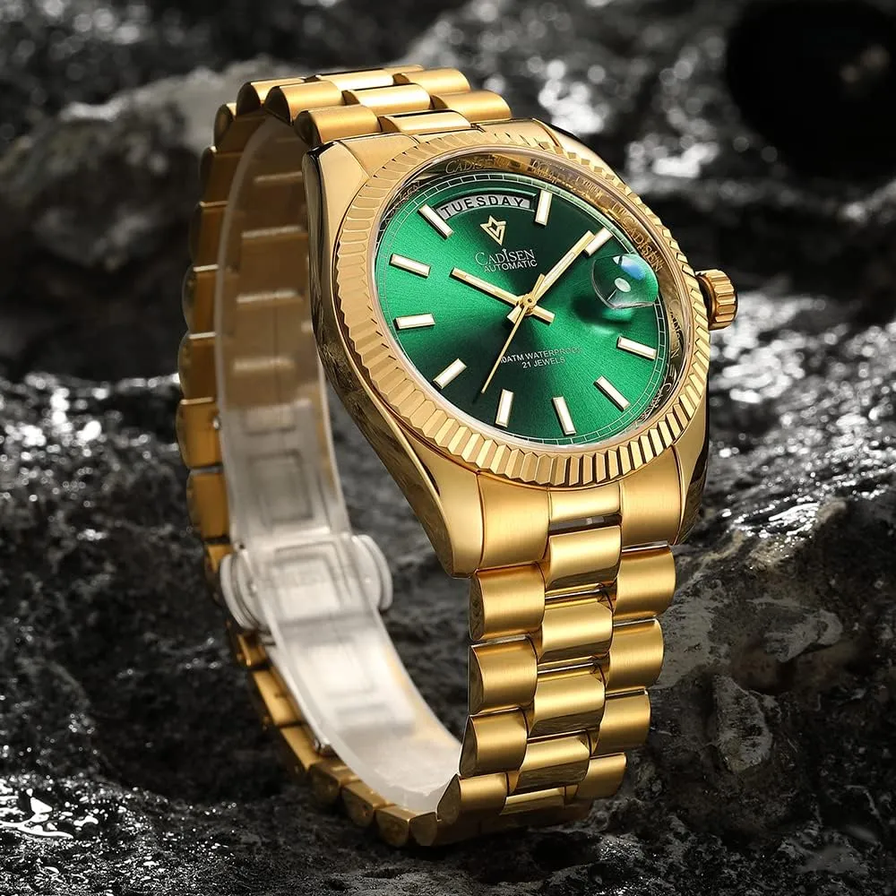 CADISEN Men Automatic Watch Sapphire Luxury Mechanical Wristwatch Stainless Steel Waterproof Watches Casual Homage