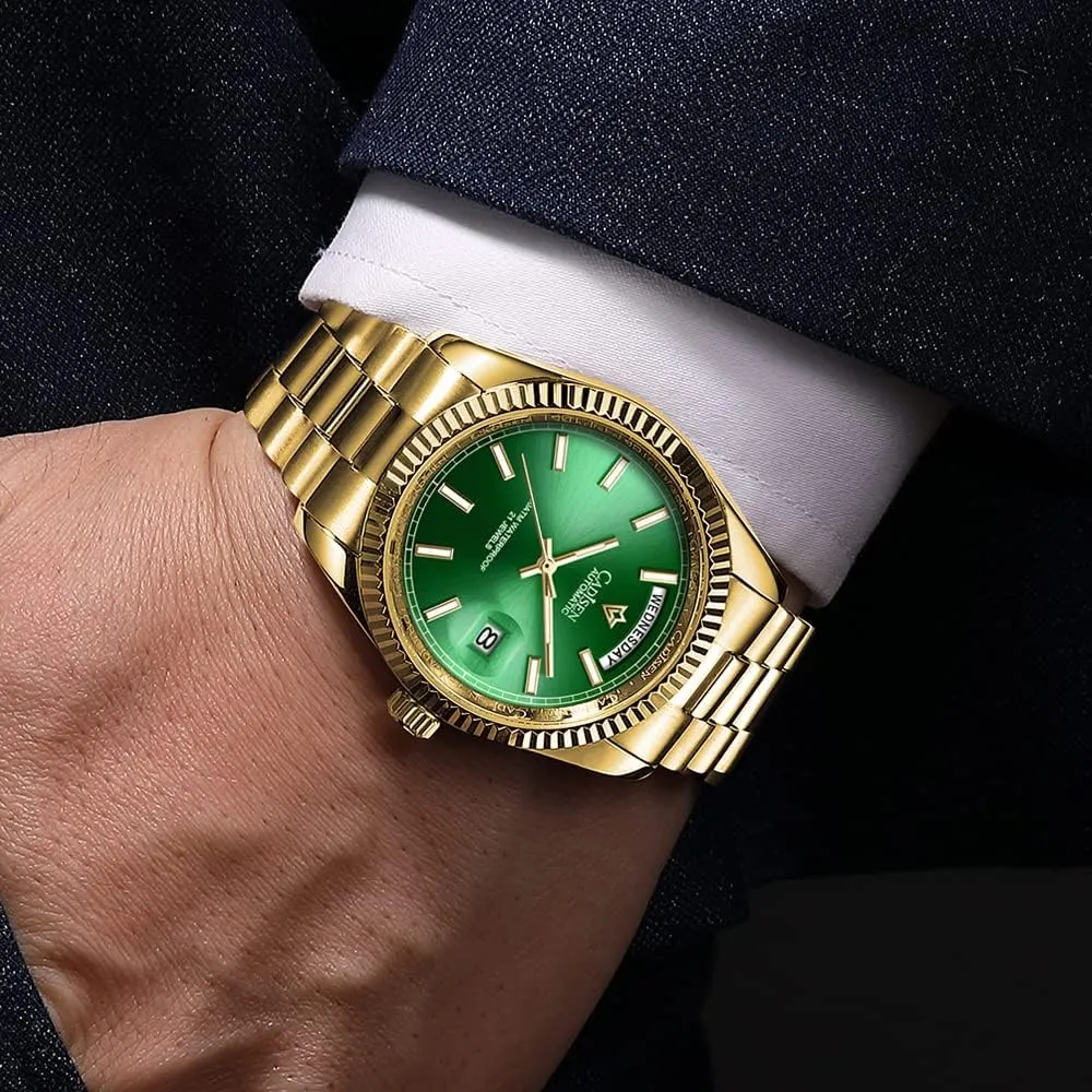 CADISEN Men Automatic Watch Sapphire Luxury Mechanical Wristwatch Stainless Steel Waterproof Watches Casual Homage