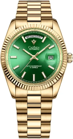 CADISEN Men Automatic Watch Sapphire Luxury Mechanical Wristwatch Stainless Steel Waterproof Watches Casual Homage