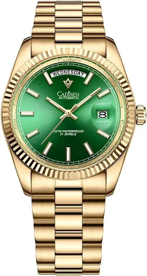 CADISEN Men Automatic Watch Sapphire Luxury Mechanical Wristwatch Stainless Steel Waterproof Watches Casual Homage