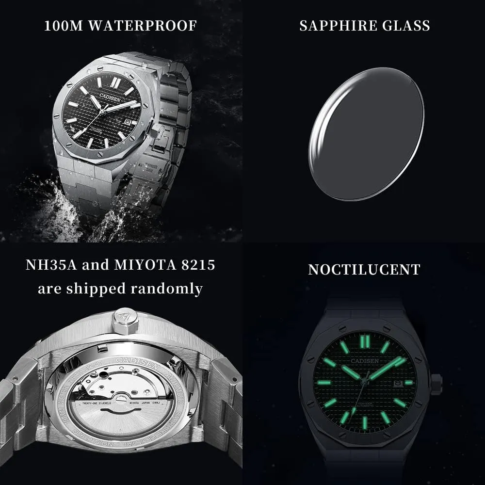 CADISEN Men’s Automatic Watch Mechanical NH35 Movement Waterproof Sapphire Glass Casual Business Watches…