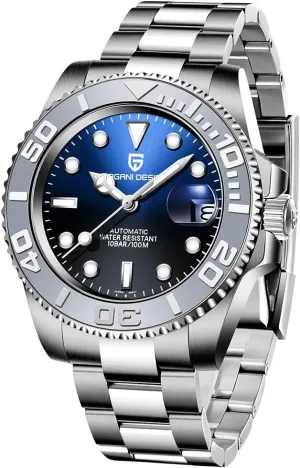 CADISEN Pagani Design Watch for Men Automatic NH35 Mechanical 100M Waterproof Stainless Steel Sapphire Glass Yacht Wristwatch Rotating Bezel 100 Meter Waterproof Automatic Watch PD-1651